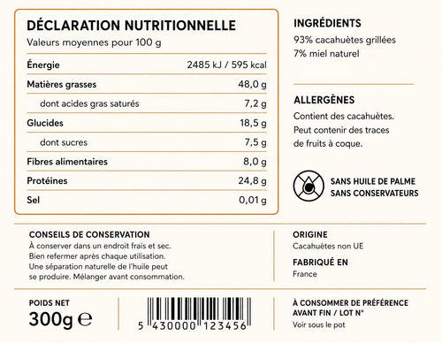 Muscle Up Le Charmeur - Beurre de Cacahuète & Miel 300g