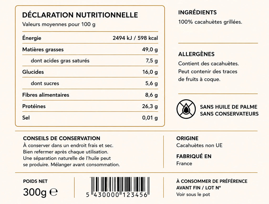 Muscle Up Le Maître - Beurre de Cacahuète Naturel 300g