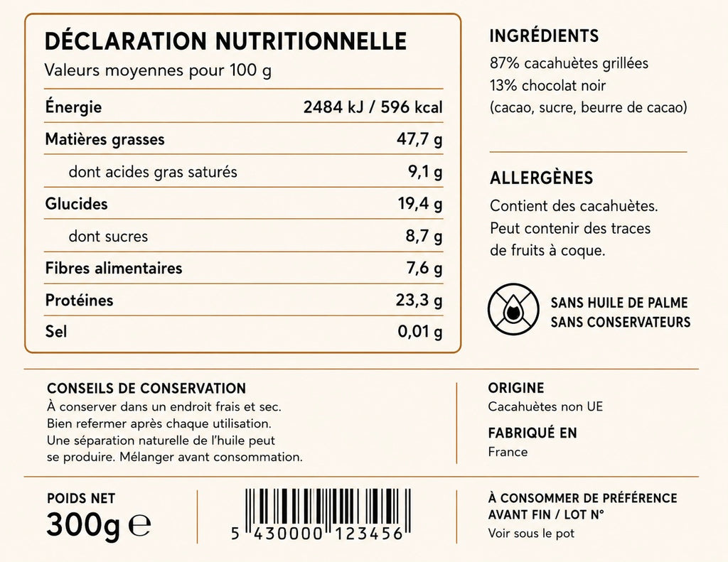 Muscle Up L’Intense - Beurre de Cacahuète & Chocolat Noir 300g
