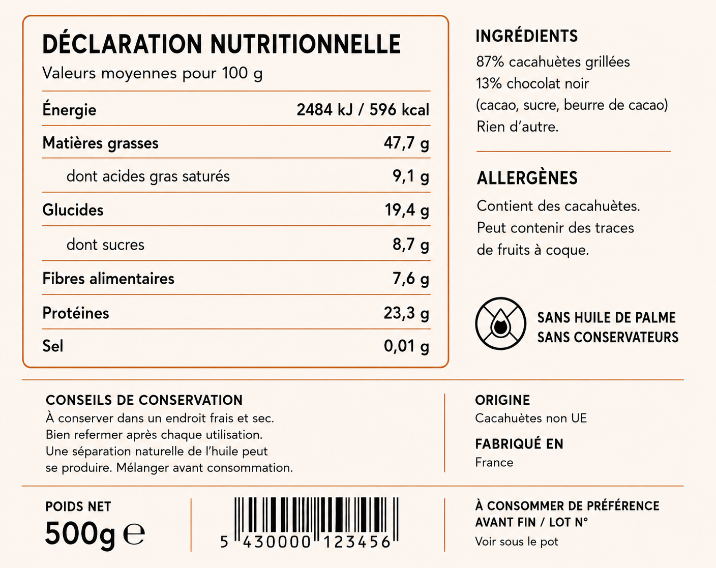 Muscle Up L’Intense - Beurre de Cacahuète & Chocolat Noir 500g