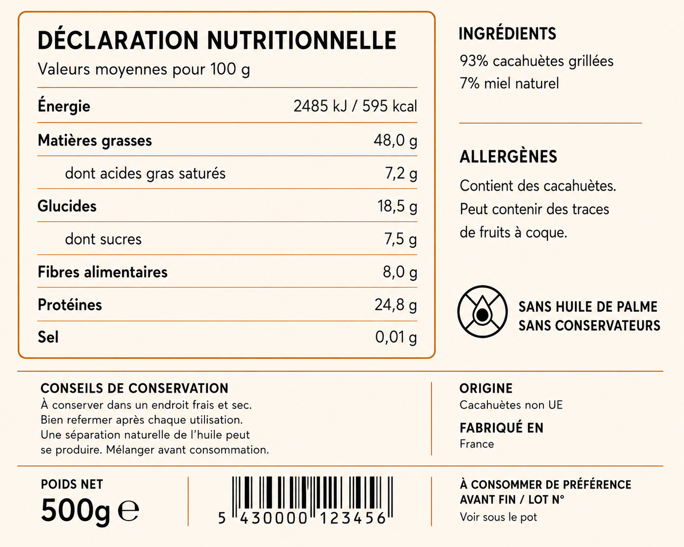 Muscle Up Le Charmeur - Beurre de Cacahuète & Miel 500g
