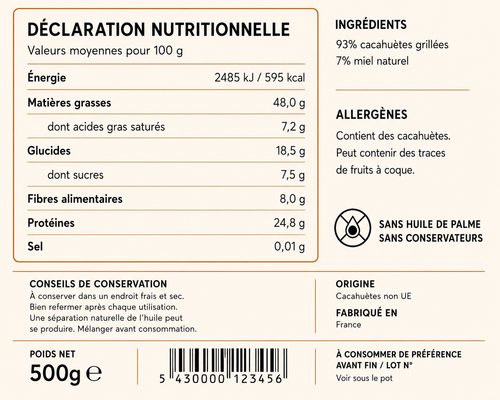 Muscle Up Le Charmeur - Beurre de Cacahuète & Miel 500g