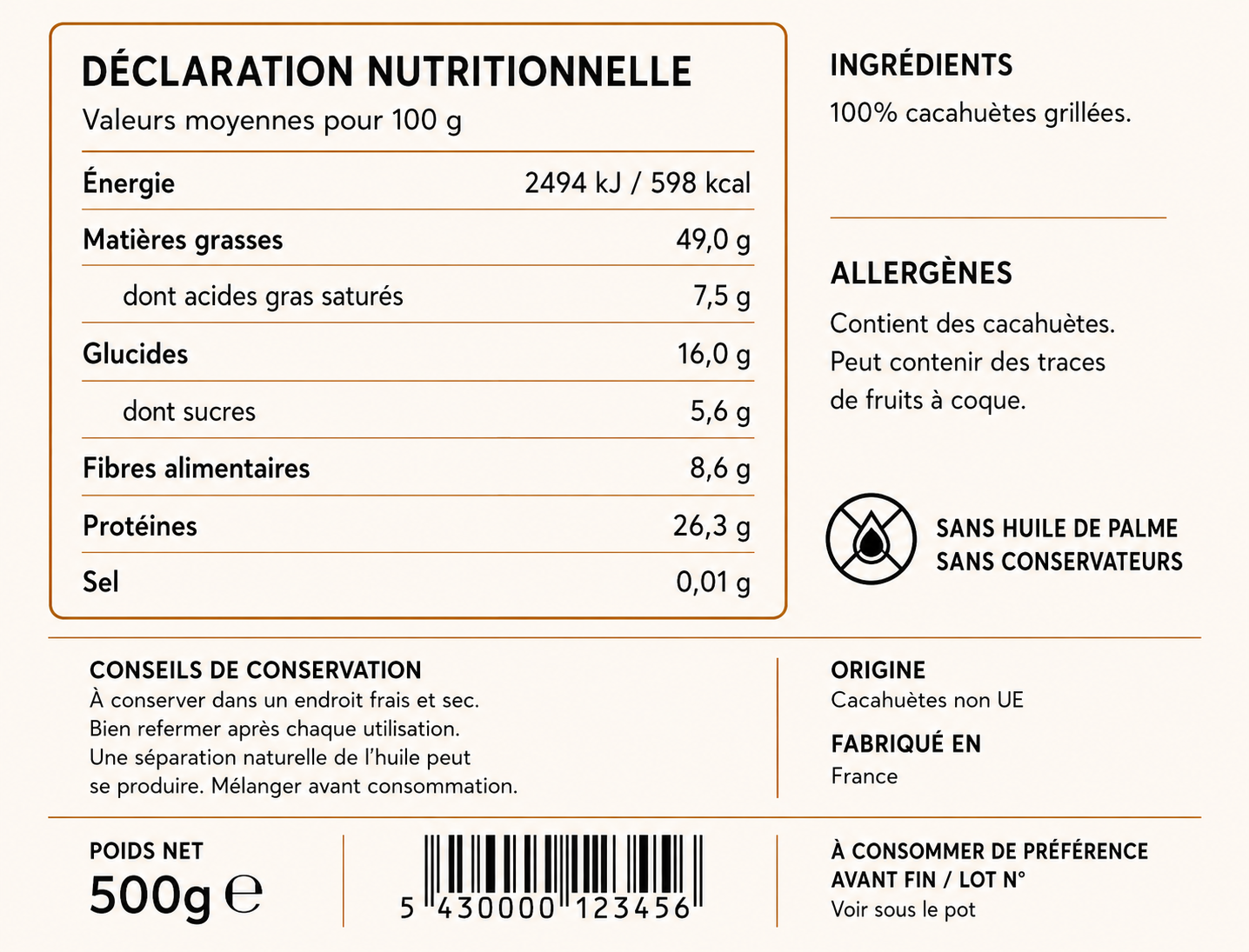 Muscle Up Le Maître - Beurre de Cacahuète Naturel 500g