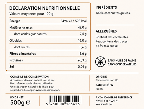 Muscle Up Le Maître - Beurre de Cacahuète Naturel 500g